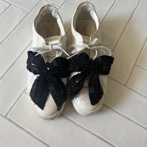 Zara White and Black Bow Sneakers